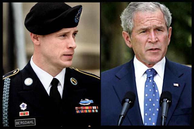 Sergeant, now Private, Bo Bergdahl and President George W. Bush